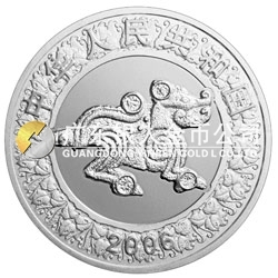 2006中國丙戌（狗）年生肖紀(jì)念幣1盎司圓形銀質(zhì)彩色紀(jì)念幣