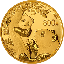 2021版熊貓金銀紀念幣50克圓形金質(zhì)紀念幣