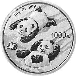 2022版熊貓貴金屬紀念幣30克圓形鉑質(zhì)紀念幣