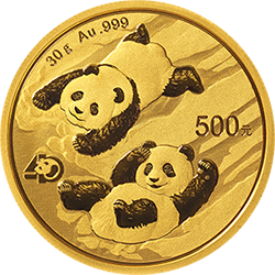 2022版熊貓貴金屬紀念幣30克圓形金質(zhì)紀念幣